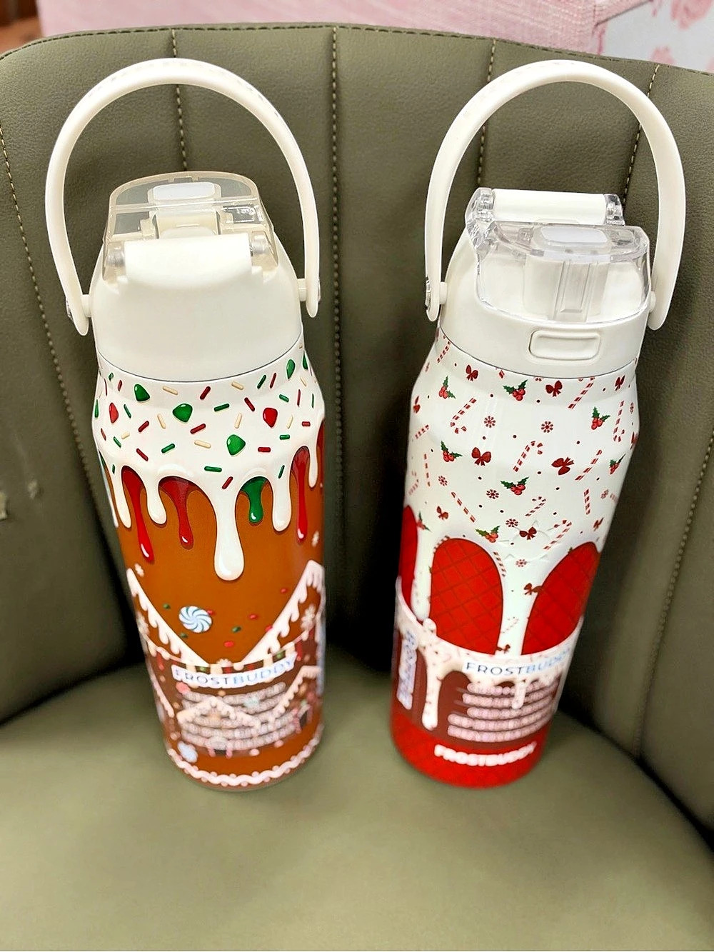 Frost Buddy Bottle Buddy Holiday Print Water Bottle Set